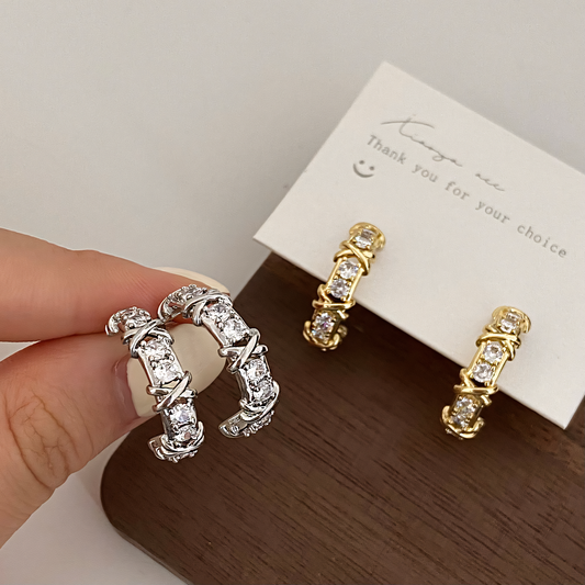Cross-Pave Sparkle Hoop Earrings