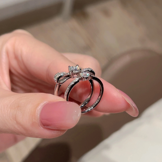 1CT Classic & 0.50CT Ribbon Moissanite Rings 925 Sterling Silver