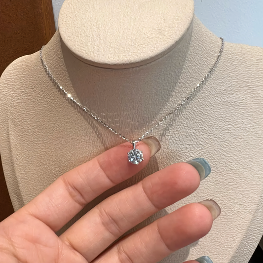 0.20CT/0.50CT/1CT Classic Moissanite Solitaire Necklace S925