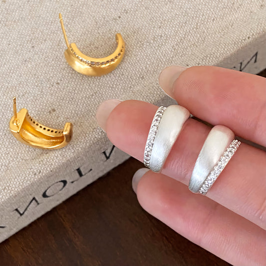 Celeste Brushed Gold Hoops