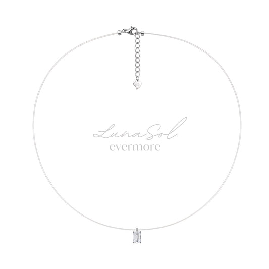 Mermaid Tear Edition Rectangle Moissanite Dainty Necklace S925