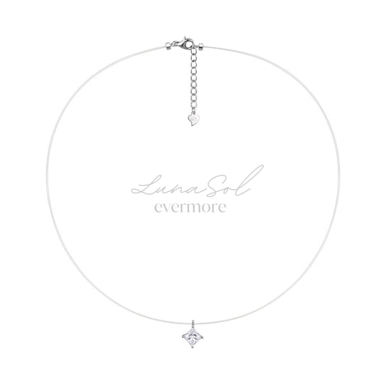 Mermaid Tear Edition Square Moissanite Dainty Necklace S925