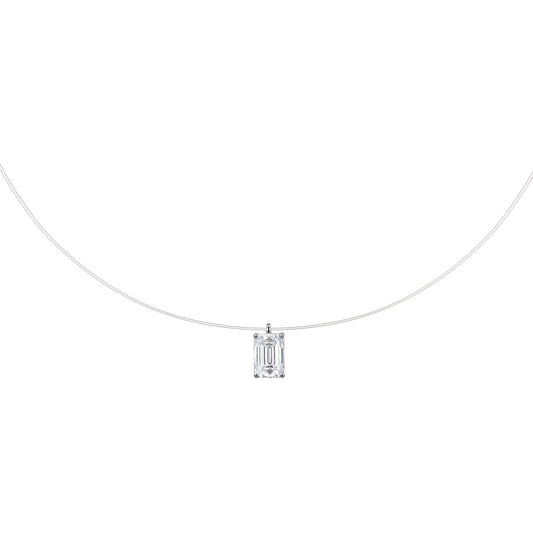 Mermaid Tear Edition Rectangle Moissanite Dainty Necklace S925