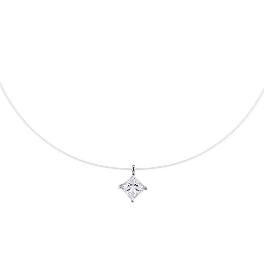Mermaid Tear Edition Square Moissanite Dainty Necklace S925
