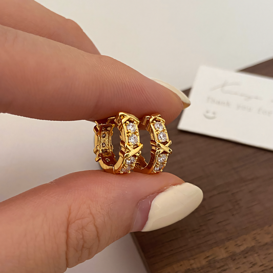Mini Cross-Pave Sparkle Hoop Earrings