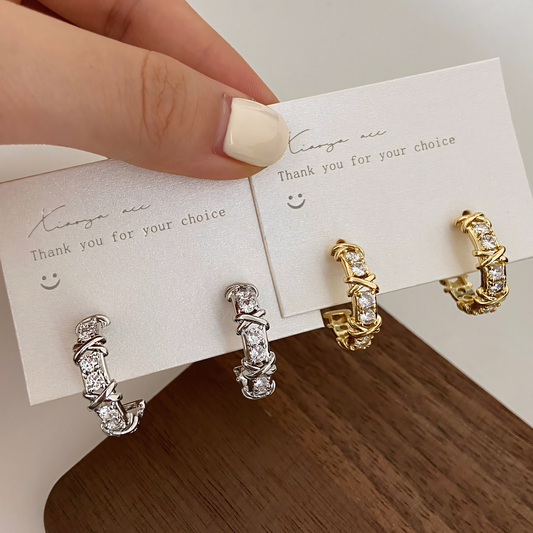 Cross-Pave Sparkle Hoop Earrings