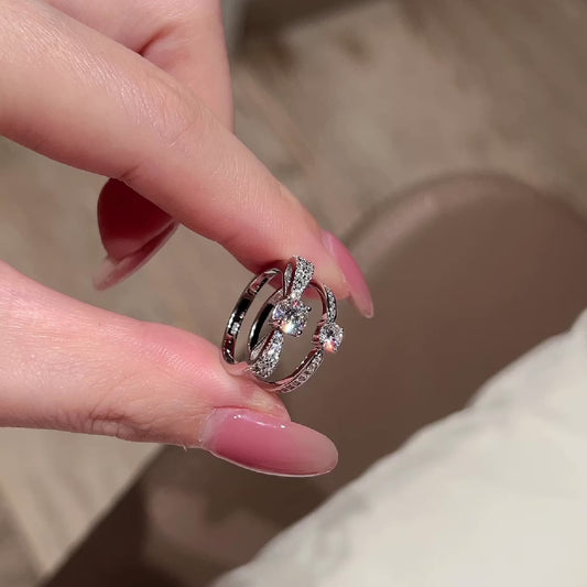 1CT Classic & 0.50CT Ribbon Moissanite Rings 925 Sterling Silver