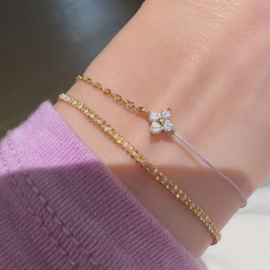0.30CT Pastel Purple Clover Moissanite Bracelet 18k Gold-Plated S925 Silver